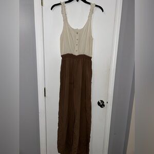 Blu Pepper Cream and Brown Jumpsuit, Large